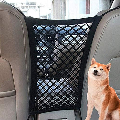 SIQITECHNO Car Dog Barrier Universal Dog Barrier Net Car Seat Net & Storage