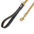 Strong Gold/Silver Dog Chain Leash, 3FT/4FT/5FT, Stainless Steel 12mm Curb Cuban Link with Genuine Leather Handle