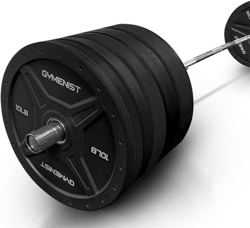 GYMENIST Bumper Plates for 2 Inch Olympic Bars, Premium Commercial Gym, Available in 10 LB to 55 LB Black or Multi Color