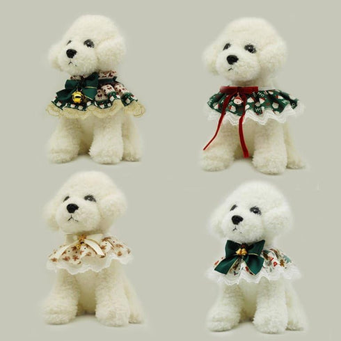 AOPET Stuffers Pet Christmas Sweet with Bell Bandana CostumeCat Dog Cute Lace Princess Saliva Towel Dog bib Scarf bib