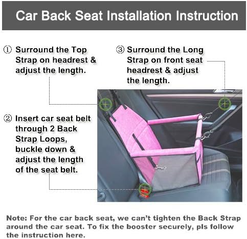 Pet Car Seat, Sturdy Reinforced Structure with Shortened Leash, Waterproof Thick Soft Fleece Pad for Small Pets