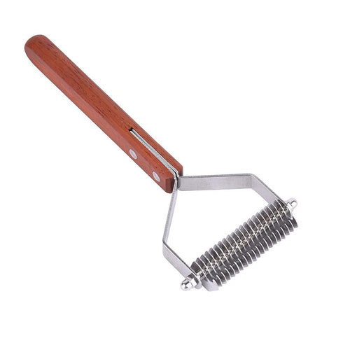Litewoo Undercoat Rake for Dogs, Cats Grooming Dematting Comb, 20 Stainless Steel Blades with Wooden Handle