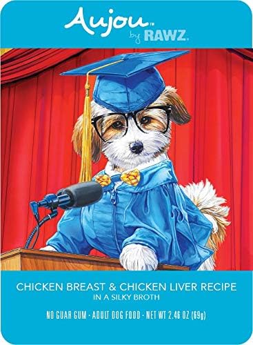Rawz Aujou Dog Food, Chicken Breast & Chicken Liver, 8/2.46 oz Pouches