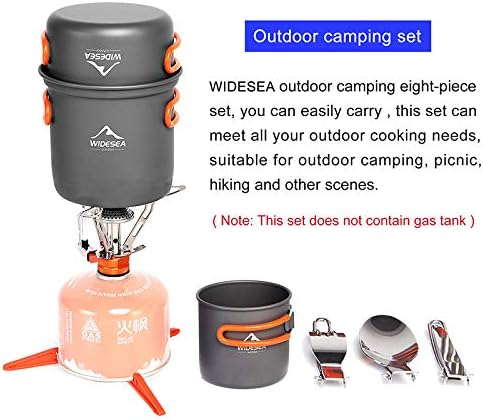 widesea 8PCS Camping Cookware Mess Kit, Lightweight Backpacking Outdoor Set with Pot, Pan, and Tableware