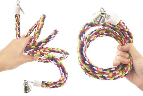 Bird Rope Perch Parakeet Toys, Spiral Bird Toy for Cockatiels, 43" & 13.7" Bird Bungee Rope Perches