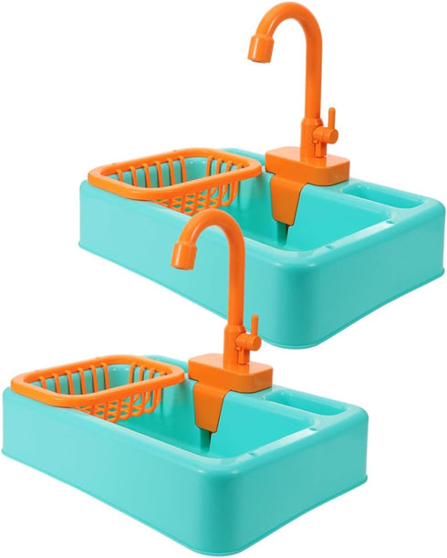 2pcs Bird Bath Tub Toy Interactive Fountain for Birds Automatic Water Circulation