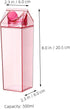 Sewroro 3pcs 500ml Reusable Milk Carton Bottles with Lids, Pink Black Plastic Square Milk Storage Containers, Leakproof