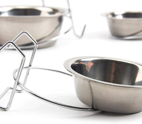 Hanging Water Bowl for Dog Cage - 13cm Stainless Steel Dog Bowl with Hook for Dogs and Cats, Size M