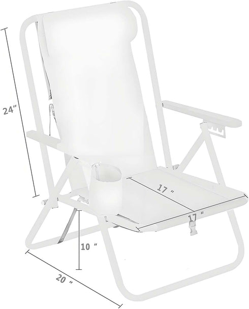 Generic 5 Beach Chairs for Adults, Level Adjustable Positions Beach Chair with Headrest, Cup Holder, Towel Rack