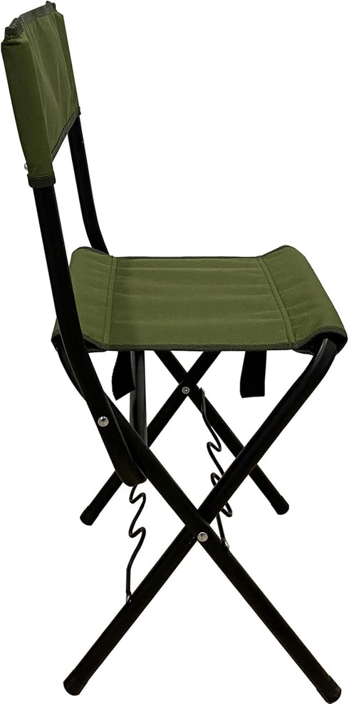 LEADALLWAY Folding Fishing Chair with Rod Holder in Green