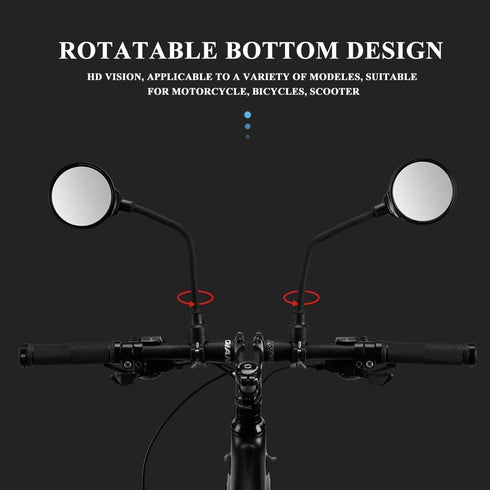 ROCKBROS Bike Mirror Handlebar Mount, 360° Rotatable Adjustable Bicycle Rear View Mirror for Mountain Road Bike