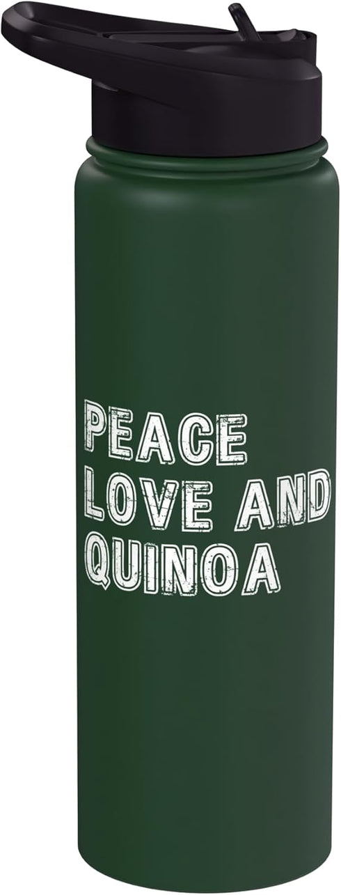 Quinoa Gifts Peace Love and Quinoa Stainless Steel Insulated Water Bottle