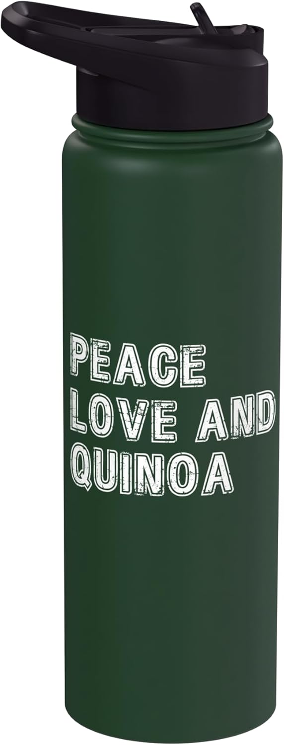 Quinoa Gifts Peace Love and Quinoa Stainless Steel Insulated Water Bottle
