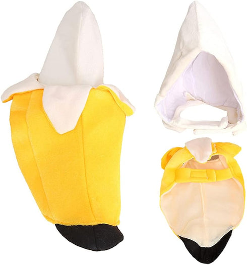 Funny Banana Dog Costume - Fruit Shape Cosplay Jumpsuit for Small Medium Large Dogs, Special Events Outfits