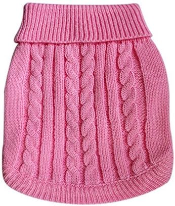 FAMI Dog Clothes, Soft Winter Puppy Sweaters for Dogs Small XS S, Cat Apparel (Pink, Large)