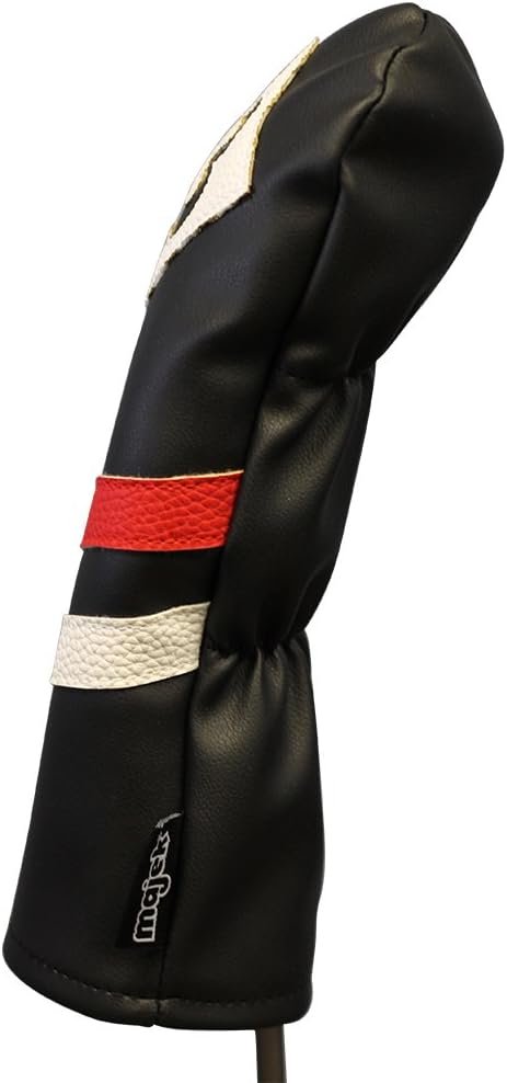 Majek Retro Golf Headcover - Black Red and White Vintage Leather Style #3 Fairway Wood Head Cover, Classic Look