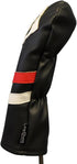 Majek Retro Golf Headcover - Black Red and White Vintage Leather Style #3 Fairway Wood Head Cover, Classic Look
