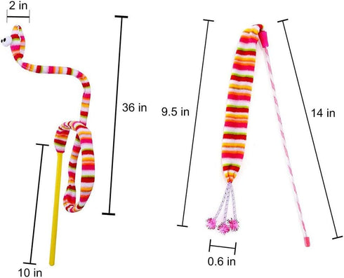 KABASI Cat Wand Rainbow Toy, 3 Styles Interactive Cat Toys, Colorful Sounding Toys, Rainbow Ribbon Wand for Kittens