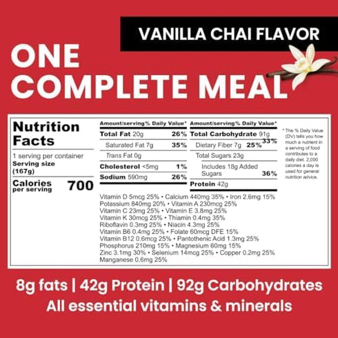RecPak 3-Pack Performance Ultralight Instant Meals | 700 Cal 42g Protein I Vanilla Chai for Your Adventure