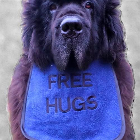 Personalized 'Free HUGS' Dog Bib for Dogs: Handmade, Waterproof Backing, Washable & Durable, Pups to Adults Sizes