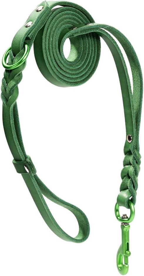 Howgo Leather Dog Leash 6ft - Lightweight Military Grade Heavy Duty Leash for Large, Medium, and Small Dogs