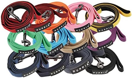 Puppia Two Tone Dog Lead Comfortable Grip Walking Training Leash for Small & Medium Dog, Wine, Medium, Durable