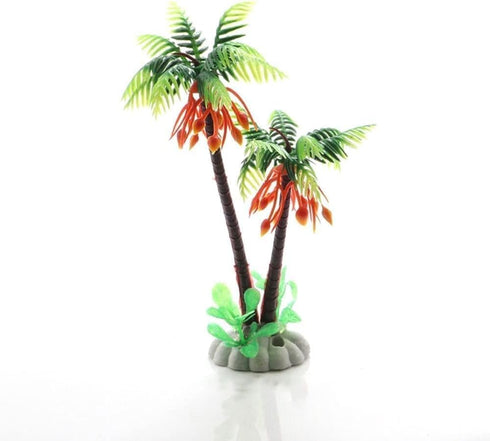 Vugyue 1Pc Mini Coconut Palm Tree, Artificial Aquarium Plants, Aquatic Water Weeds, Aquarium