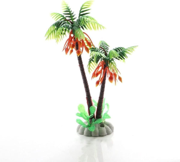 Vugyue 1Pc Mini Coconut Palm Tree, Artificial Aquarium Plants, Aquatic Water Weeds, Aquarium