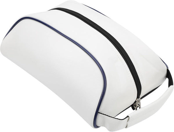 Qiilu White PU Leather Shoe Bag, Dustproof Storage Carrier Bag for Home Travel