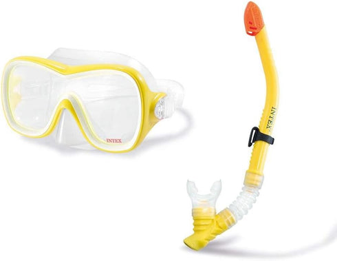 Intex Wave Rider Hypoallergenic Latex Free Mask & Easy Flow Snorkel Set (2 Pack)