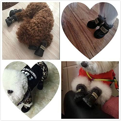 Snow Small Dog Boots, Pet Antiskid Dog Shoes, Winter Waterproof Skidproof Paw Protectors (L, Black)