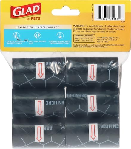 Glad for Pets Extra Large Tropical Breeze Scented Dog Waste Bags, 90 Count, Poop Bags for Dogs
