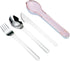 Travel Cutlery Set with Case Portable Silverware Utensils, Reusable Flatware Set for Camping Picnic Hiking Office (Pink)