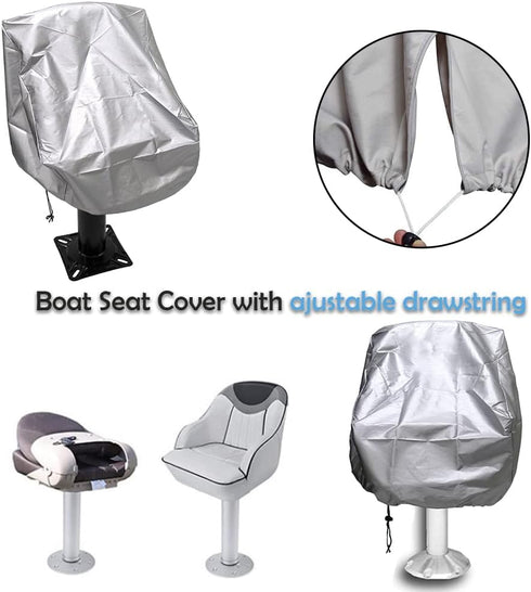 SUNSURE 420D (22x24x25inch) Boat Seat Cover Outdoor Waterproof Pontoon Captain Chair Cover Weather Resistant Folding