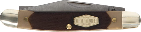 Old Timer 104OT Small Canoe 4.7in Stainless Steel Traditional Folding Pocket Knife with Clip Point and Drop Point Blades, Sawcut Handle, and Convenient Size for EDC, Camping, Hunting, and Outdoors by Old Timer