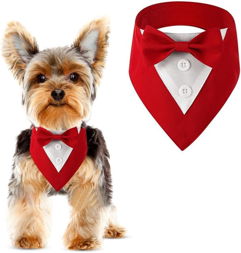 Dog Wedding Bandana, Adjustable Formal Tuxedo Collar with Bow for Small, Medium, and Large Dogs, Birthday Gifts (Large,