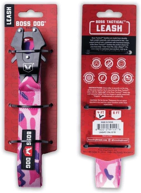 Boss Dog Tactical Pink Camo Leash, 6 Foot, 1" Wide