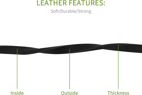 Reopet Genuine Leather Dog Leash for Small & Medium Dogs, 4/5/6 Feet, 3/8" x 6', Black