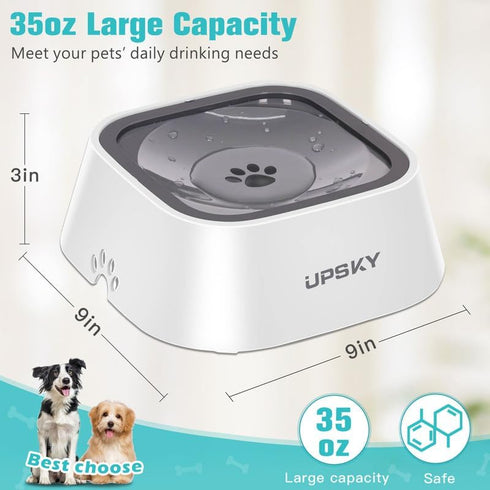 UPSKY No Spill Dog Water Bowl, 35oz Slow Drinking Pet Water Dispenser for Dogs and Cats, No Drip Feeder