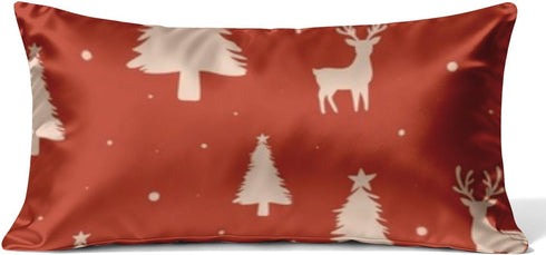 Generic Sofa Pillows Covers Cozy Christmas Silhouette Print Throw Living Room Satin Pillowcase