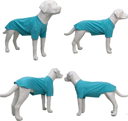 Lovelonglong Pet Clothing Dog Costumes Basic Blank T-Shirt Tee Shirts for Medium Dogs, Turquoise, XXL
