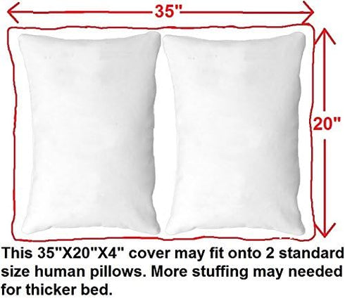 Dogbed4less DIY Pet Bed Pillow, Brown MicroSuede Duvet Cover with Waterproof Internal Case, 35X20X4 Inch