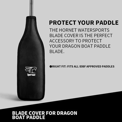 Hornet Watersports Blade Cover for Dragon Boat Paddle, Black/Black/Silver