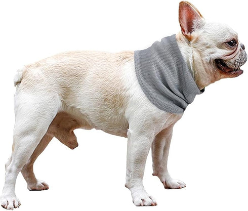NACOCO 2 Pcs Dog Instant Cooling Scarf - Summer Pet Bandana for Bulldog (Gray, M)