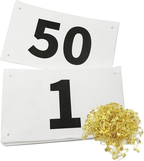 1-50 Running Race Bibs Large Numbers with Safety Pins for Marathon Race