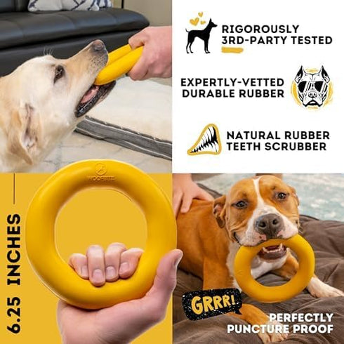 Indestructible Ring Dog Toy - Lifetime Replacement for Medium & Large Breeds, Durable for Aggressive Chewers