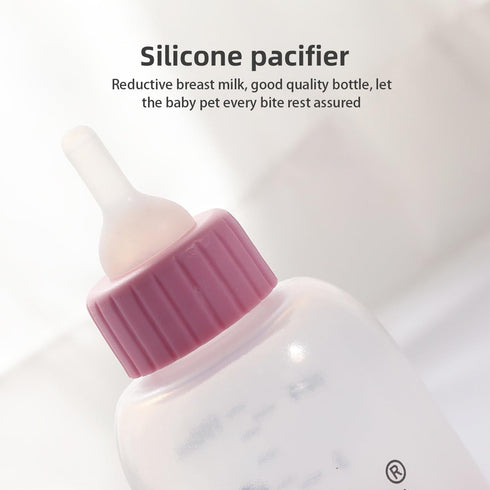 Pet Feeding Bottle Kit with Mini Nipples for Kittens and Puppies - Pink