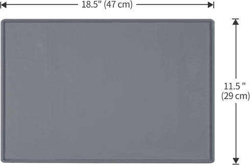 Dog Food Mat - Silicone Waterproof Non-Slip Pet Bowl Placemat with Raised Edge, 18.5" x 11.5"