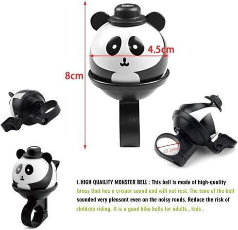 Kids Bicycle Bells, Cartoon Panda High Decibel Cycling Bells with Loud Clear Sound for Children