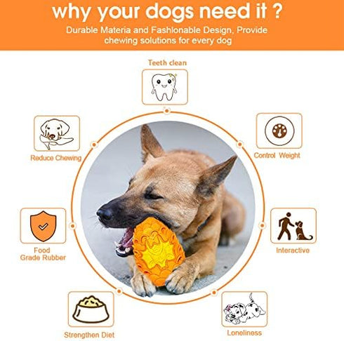 Dragon Egg Dog Chew Toys for Aggressive Chewers, Indestructible Tough Toys for Medium Large Dogs (Orange)
